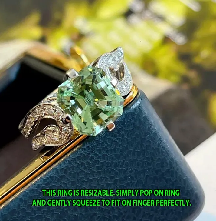 Green Diamond Ring | Green Amethyst Ring