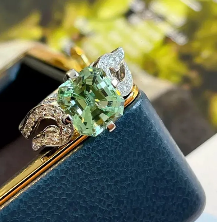 Green Diamond Ring | Green Amethyst Ring