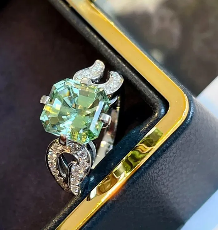 Green Diamond Ring | Green Amethyst Ring