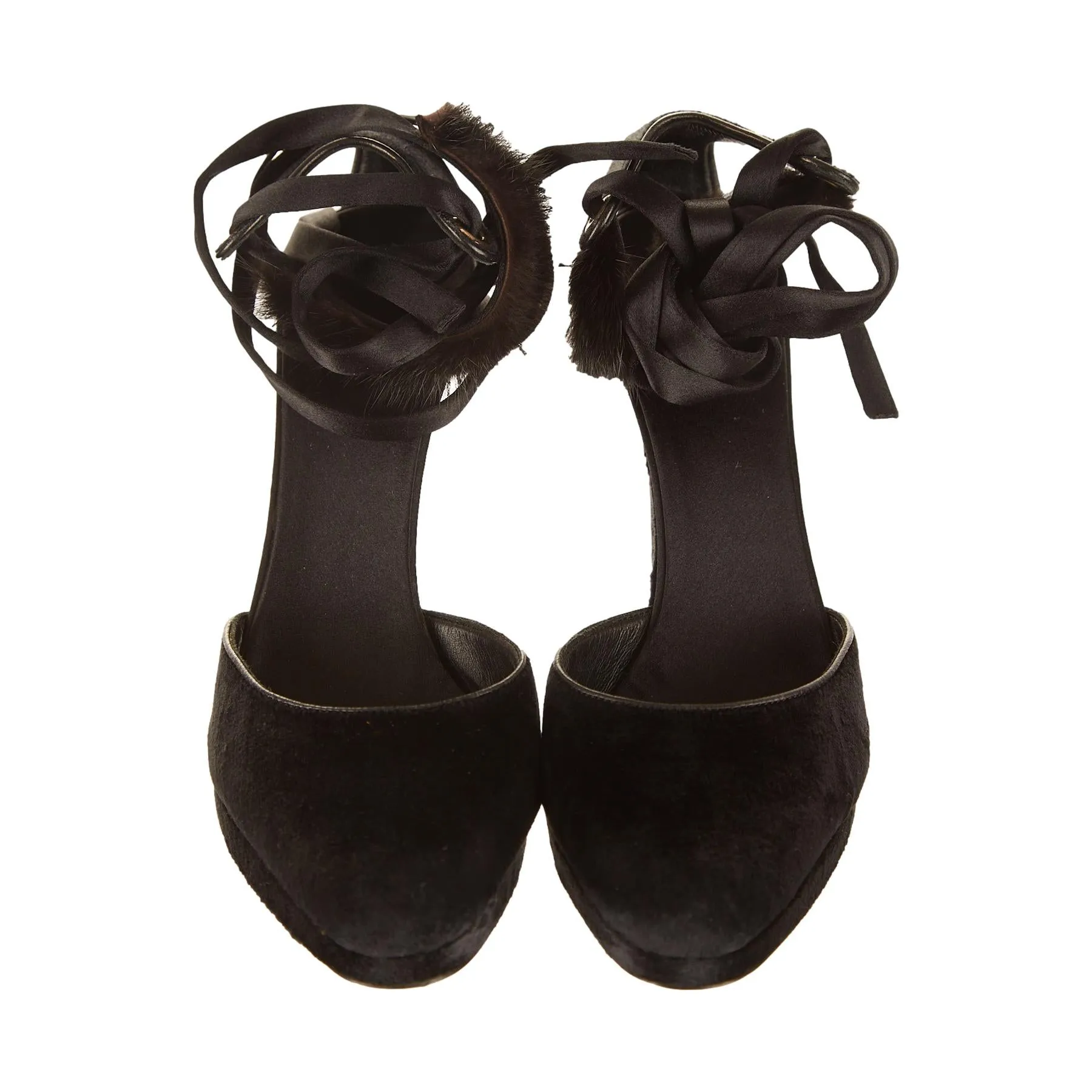 Gucci Black Velvet Wrap Heels