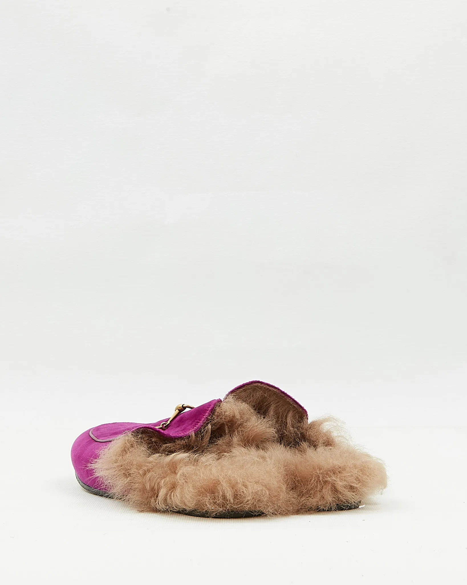 Gucci Purple Velvet 1955 Horsebit Accent Fur Loafers - 38