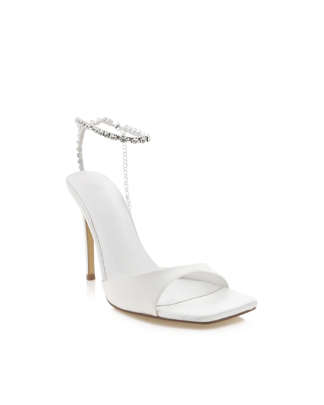 GWENDOLYN - WHITE SATIN-DIAMANTE