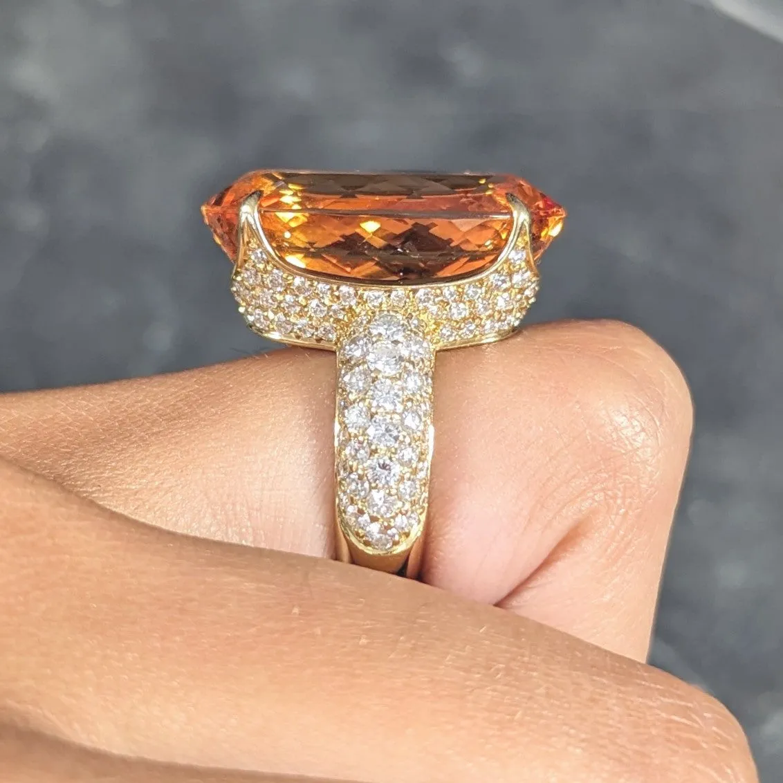 H. Stern 26.03 CTW Imperial Topaz Diamond 18 Karat Yellow Gold Cocktail Ring