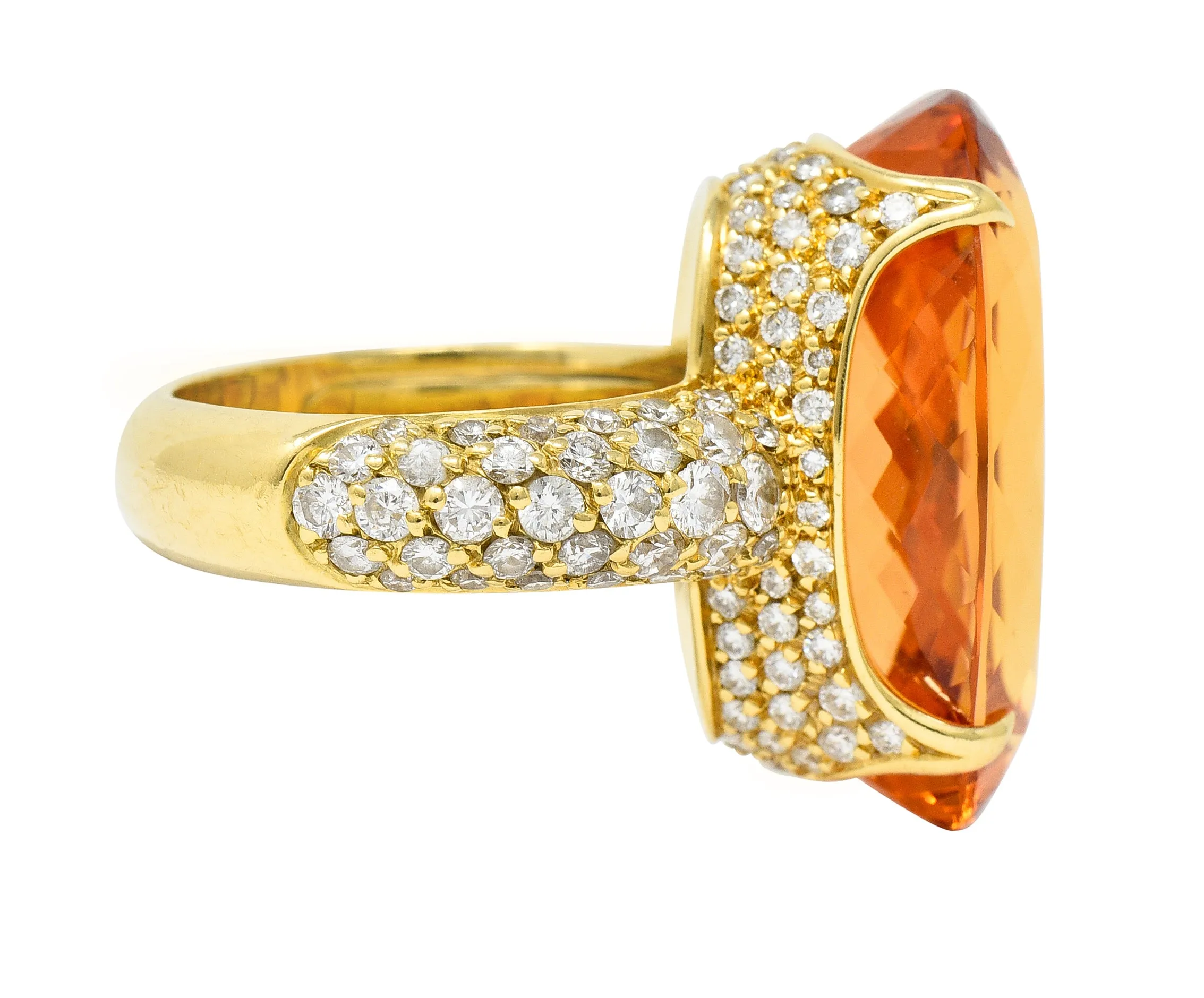 H. Stern 26.03 CTW Imperial Topaz Diamond 18 Karat Yellow Gold Cocktail Ring