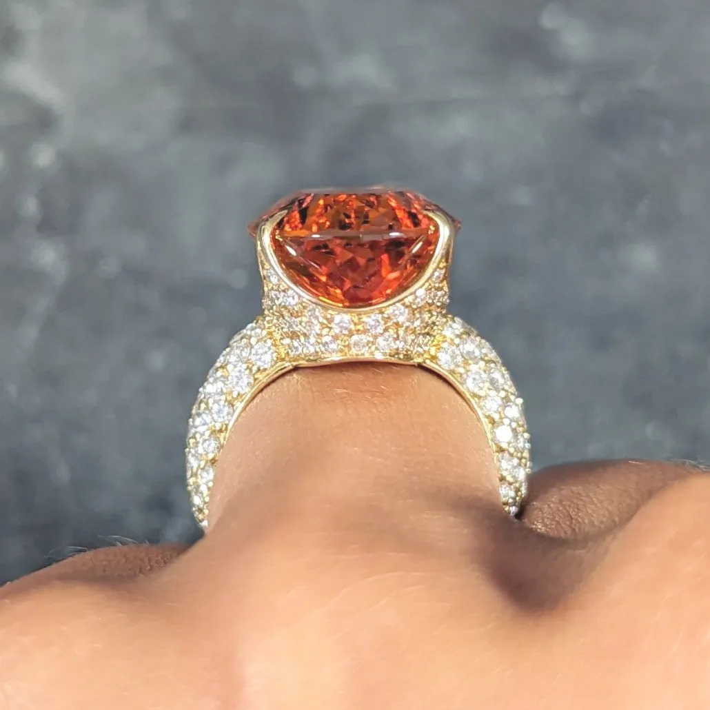 H. Stern 26.03 CTW Imperial Topaz Diamond 18 Karat Yellow Gold Cocktail Ring