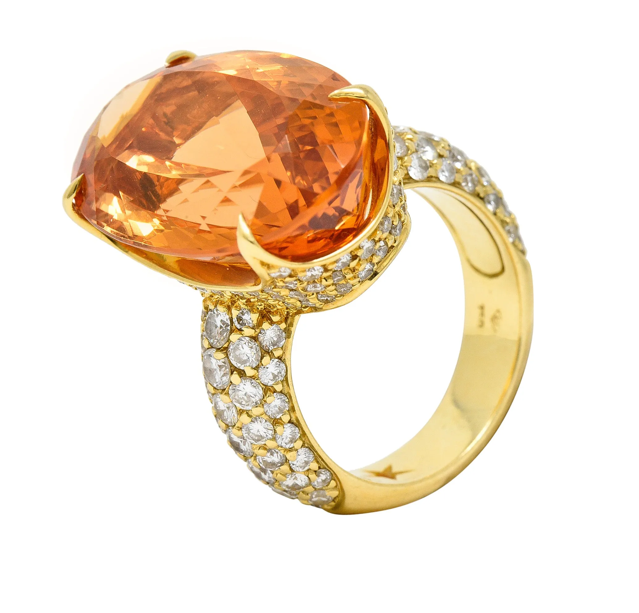 H. Stern 26.03 CTW Imperial Topaz Diamond 18 Karat Yellow Gold Cocktail Ring