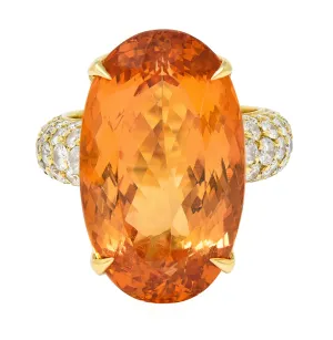 H. Stern 26.03 CTW Imperial Topaz Diamond 18 Karat Yellow Gold Cocktail Ring