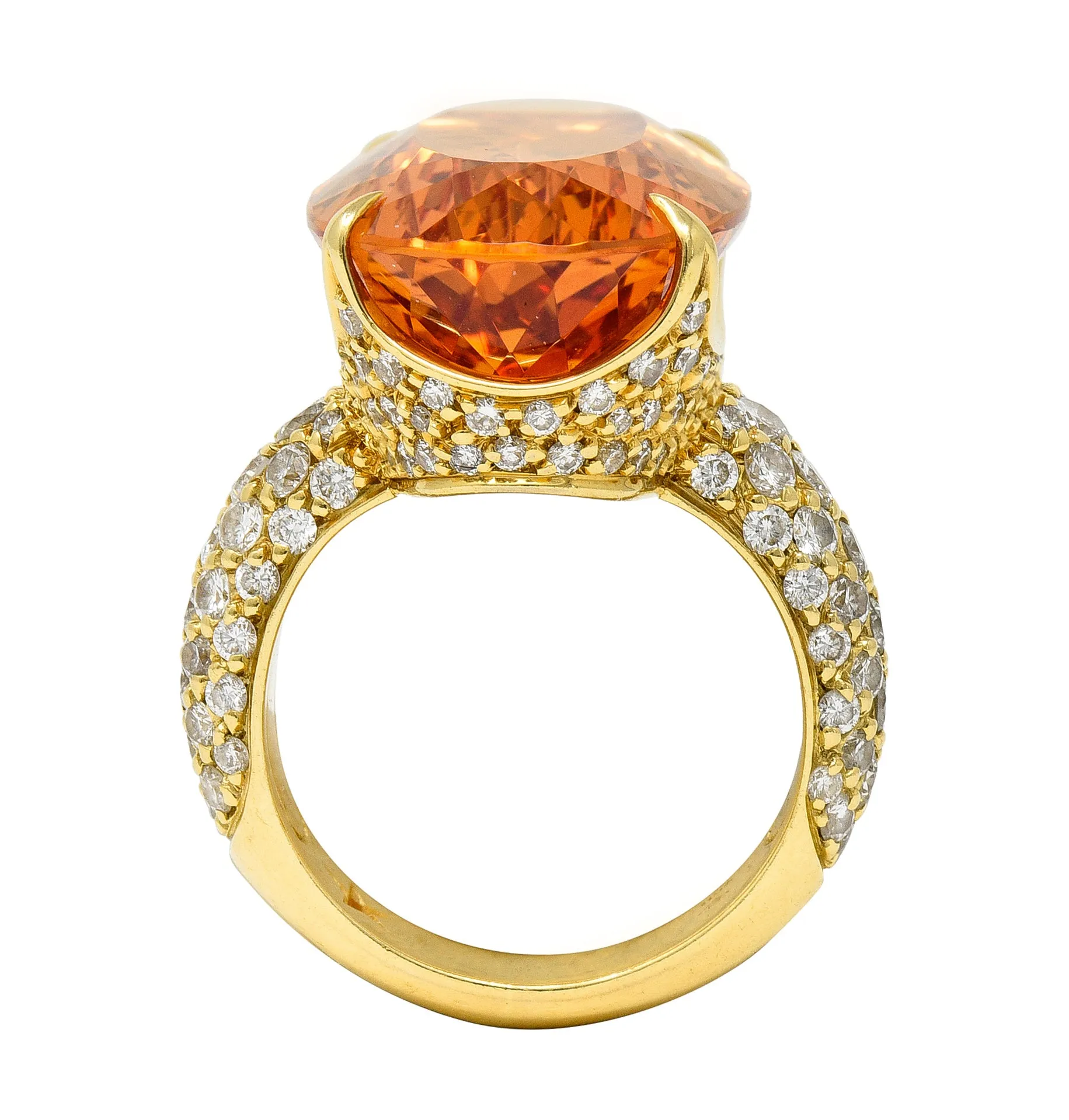 H. Stern 26.03 CTW Imperial Topaz Diamond 18 Karat Yellow Gold Cocktail Ring