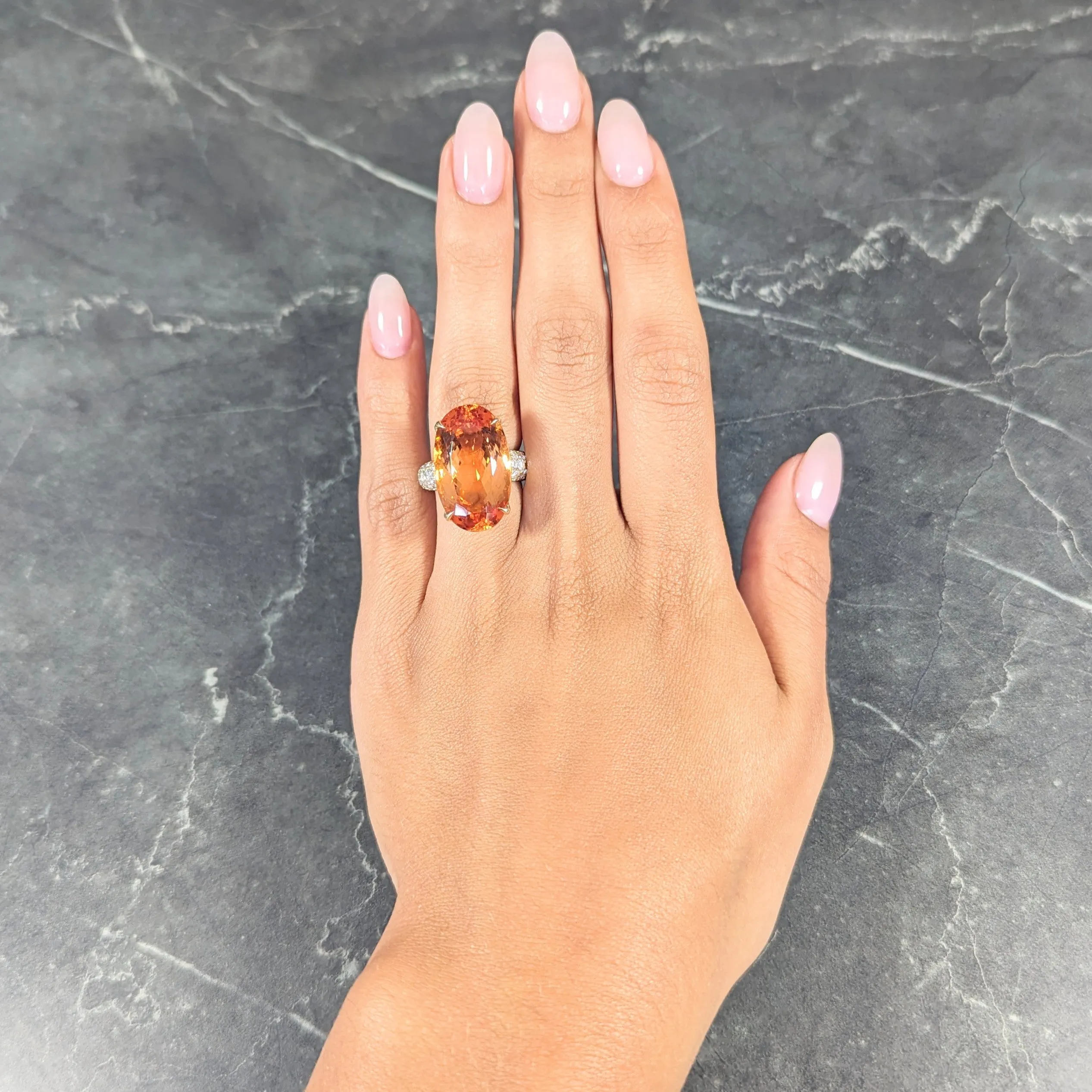 H. Stern 26.03 CTW Imperial Topaz Diamond 18 Karat Yellow Gold Cocktail Ring
