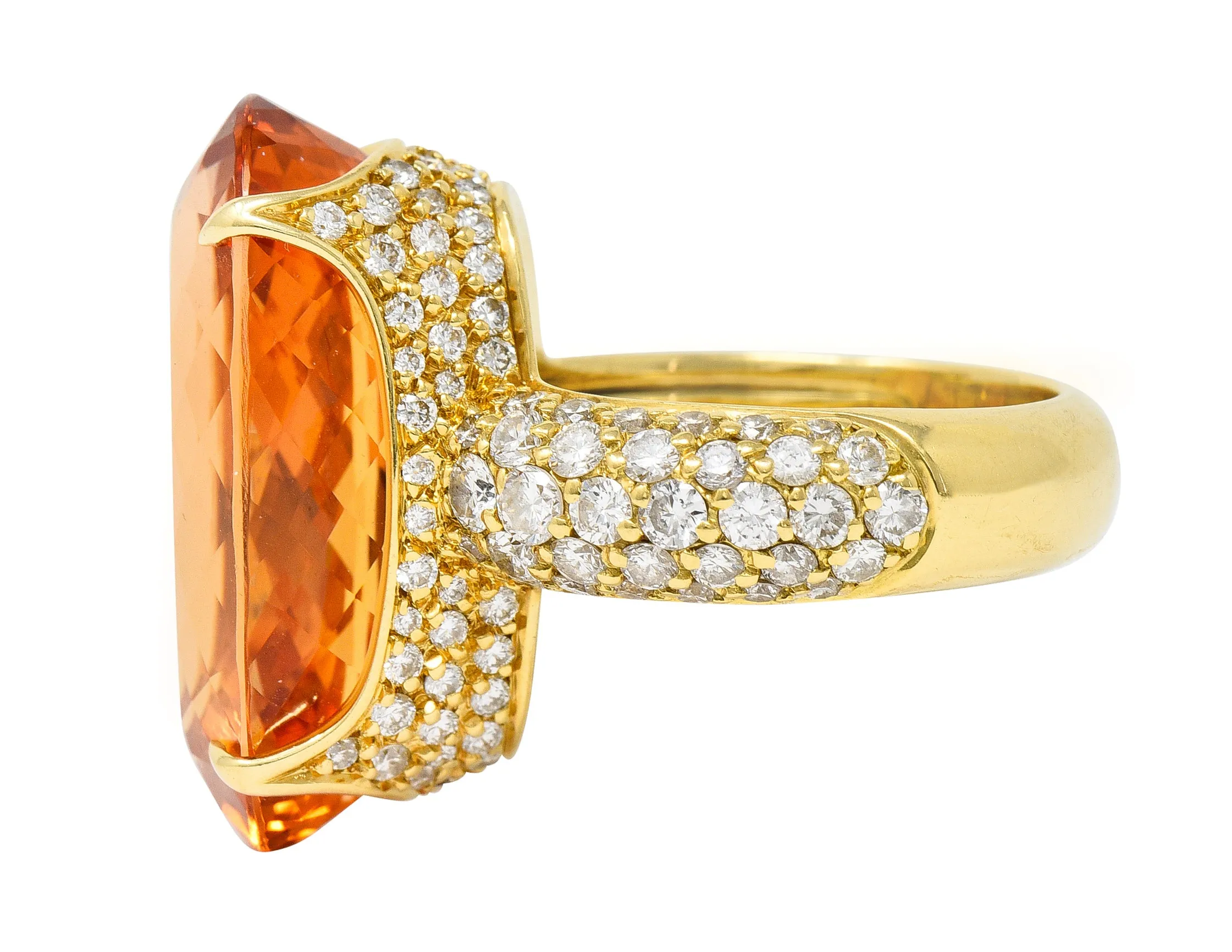 H. Stern 26.03 CTW Imperial Topaz Diamond 18 Karat Yellow Gold Cocktail Ring