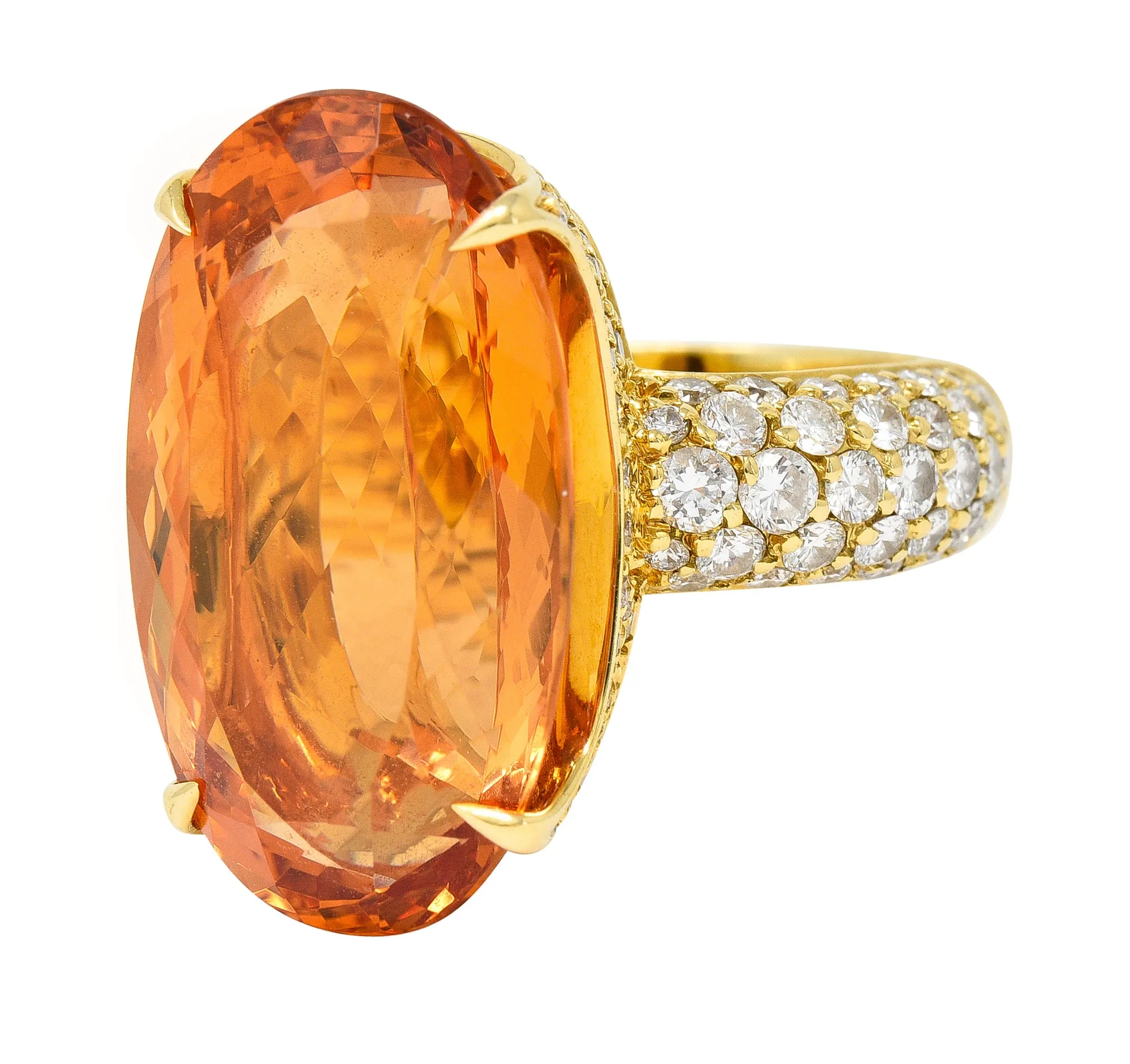 H. Stern 26.03 CTW Imperial Topaz Diamond 18 Karat Yellow Gold Cocktail Ring