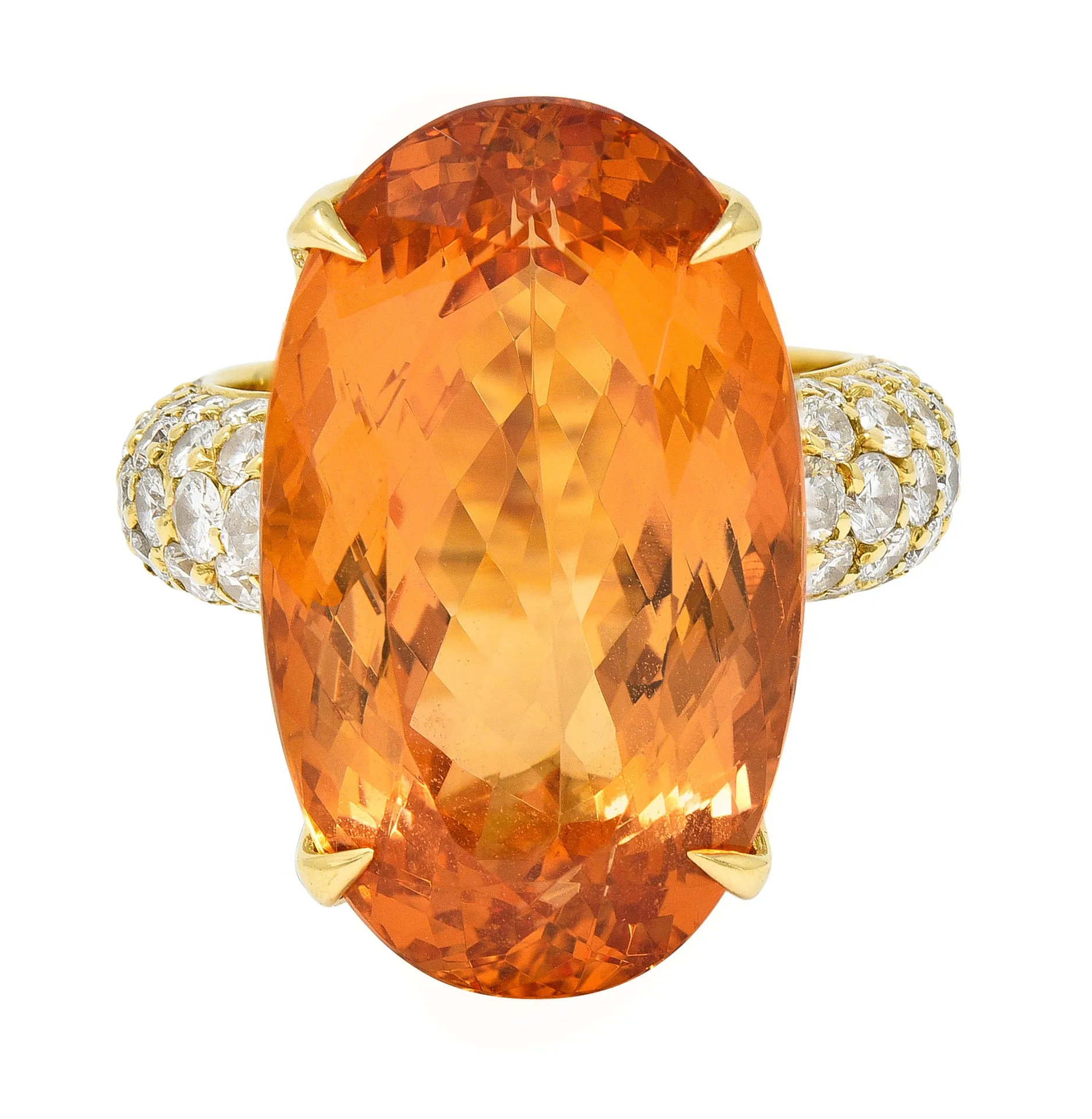 H. Stern 26.03 CTW Imperial Topaz Diamond 18 Karat Yellow Gold Cocktail Ring