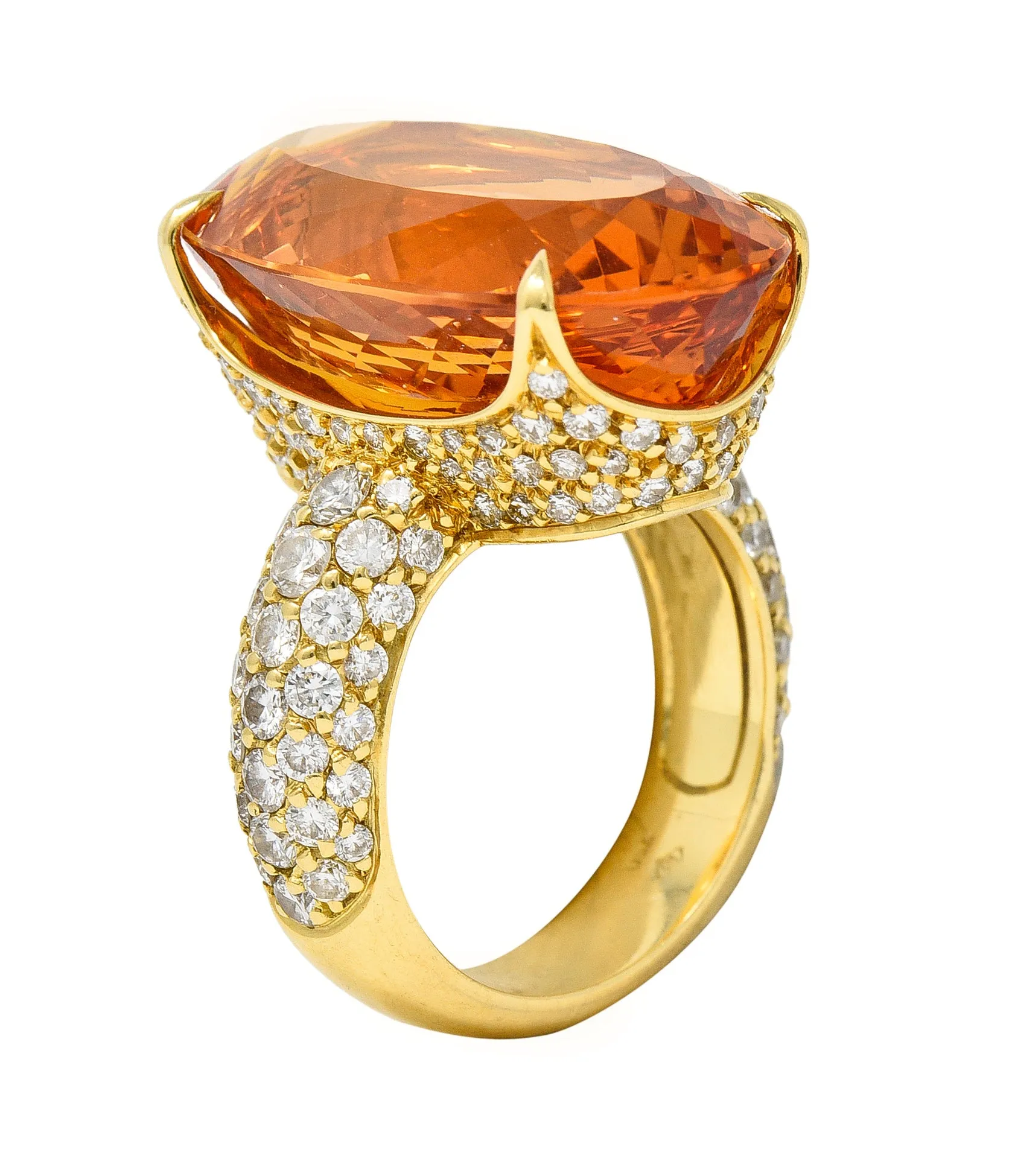 H. Stern 26.03 CTW Imperial Topaz Diamond 18 Karat Yellow Gold Cocktail Ring