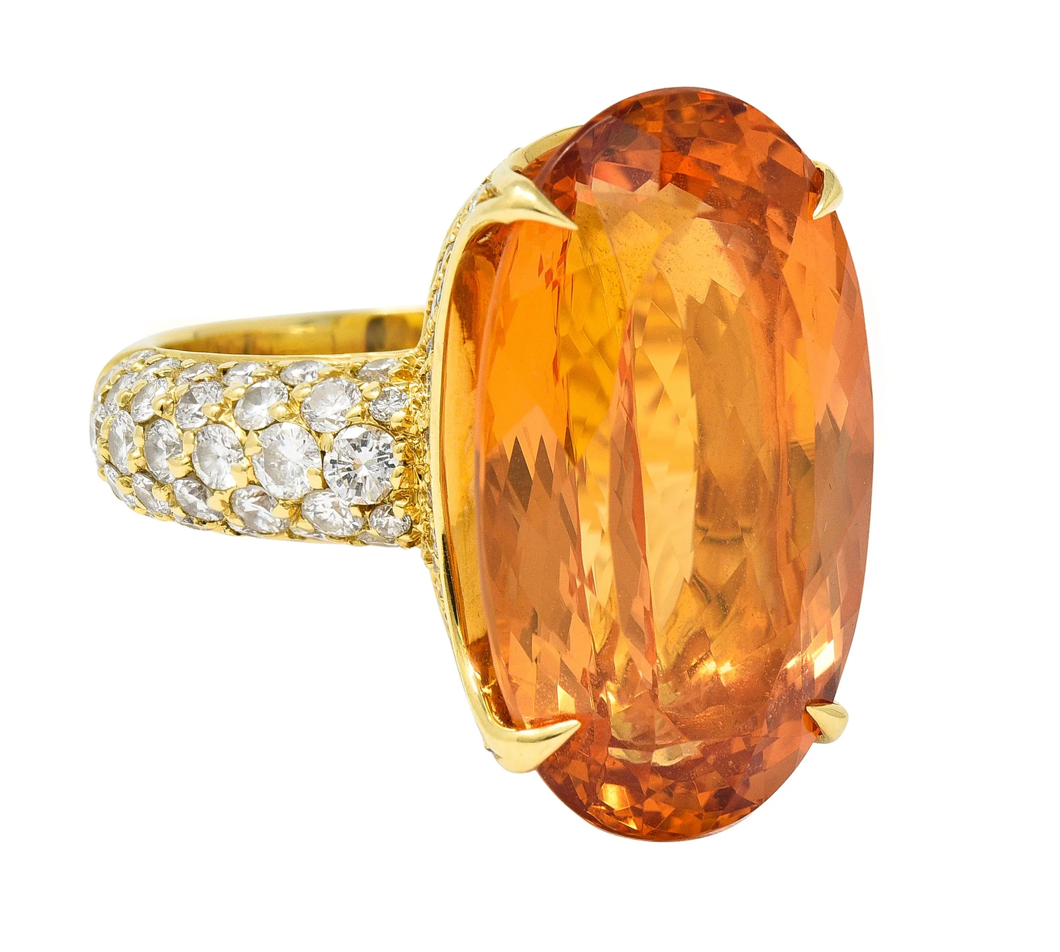 H. Stern 26.03 CTW Imperial Topaz Diamond 18 Karat Yellow Gold Cocktail Ring