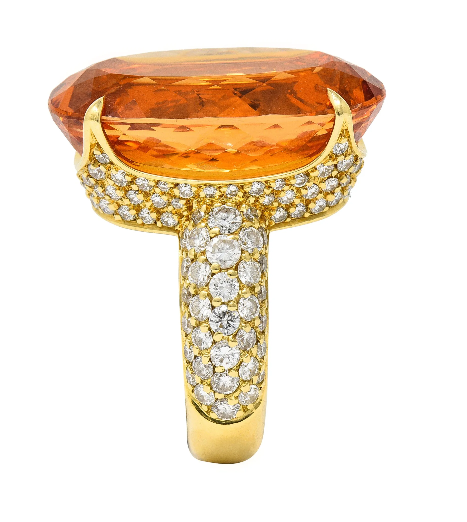 H. Stern 26.03 CTW Imperial Topaz Diamond 18 Karat Yellow Gold Cocktail Ring