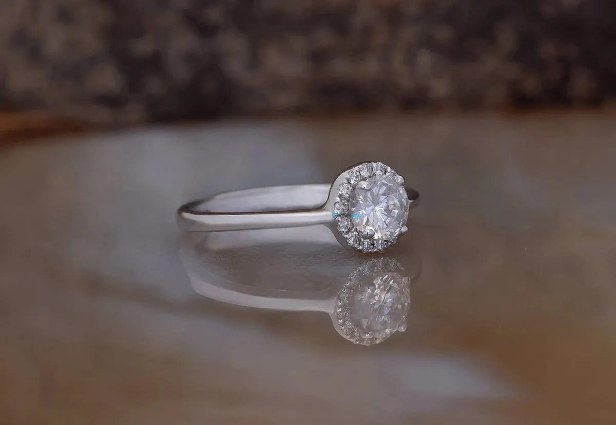 Halo wedding ring-Engagement Ring-Diamond Engagement Ring-Solid gold ring-Dainty Promise Ring-Promise ring-Halo diamond ring-Art deco ring