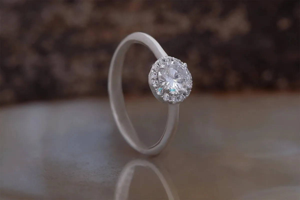 Halo wedding ring-Engagement Ring-Diamond Engagement Ring-Solid gold ring-Dainty Promise Ring-Promise ring-Halo diamond ring-Art deco ring