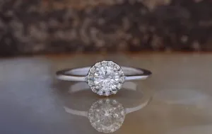 Halo wedding ring-Engagement Ring-Diamond Engagement Ring-Solid gold ring-Dainty Promise Ring-Promise ring-Halo diamond ring-Art deco ring