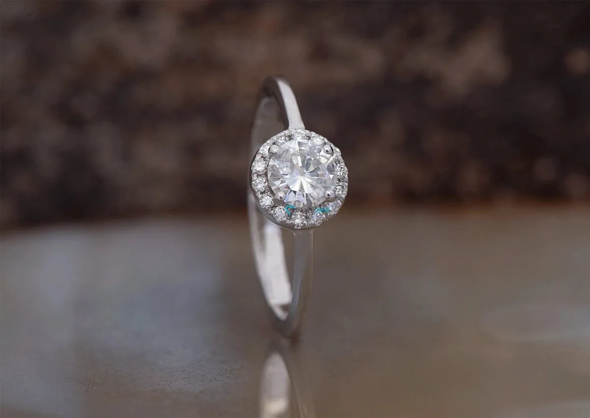 Halo wedding ring-Engagement Ring-Diamond Engagement Ring-Solid gold ring-Dainty Promise Ring-Promise ring-Halo diamond ring-Art deco ring