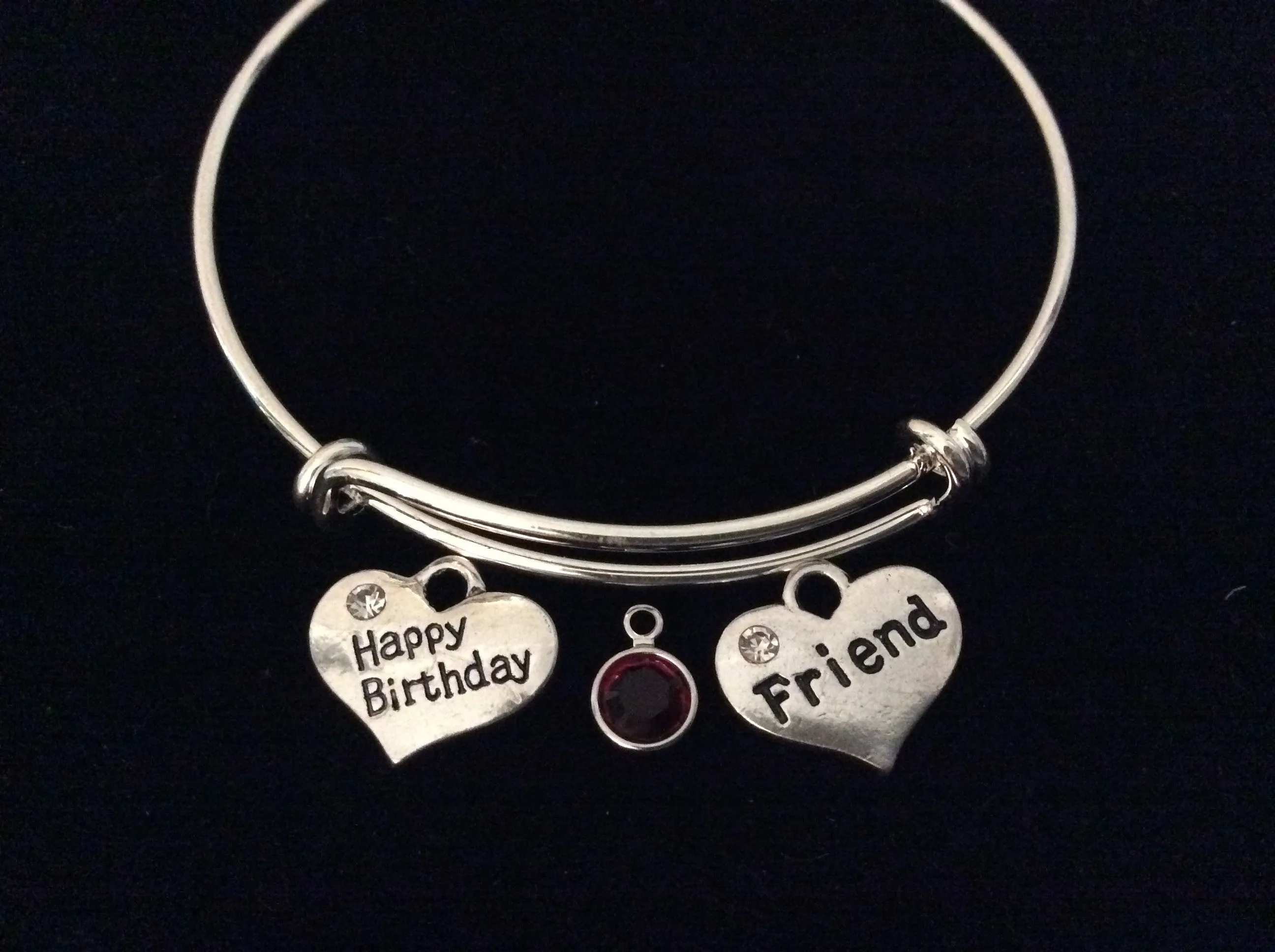 Happy Birthday Friend Expandable Bracelet Adjustable Charm Bracelet Wire Bangle With Birthstone