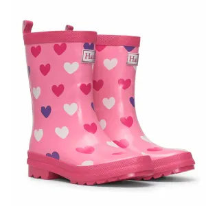 HATLEY Shiny Kids Rain Boots | Scattered Hearts size 8