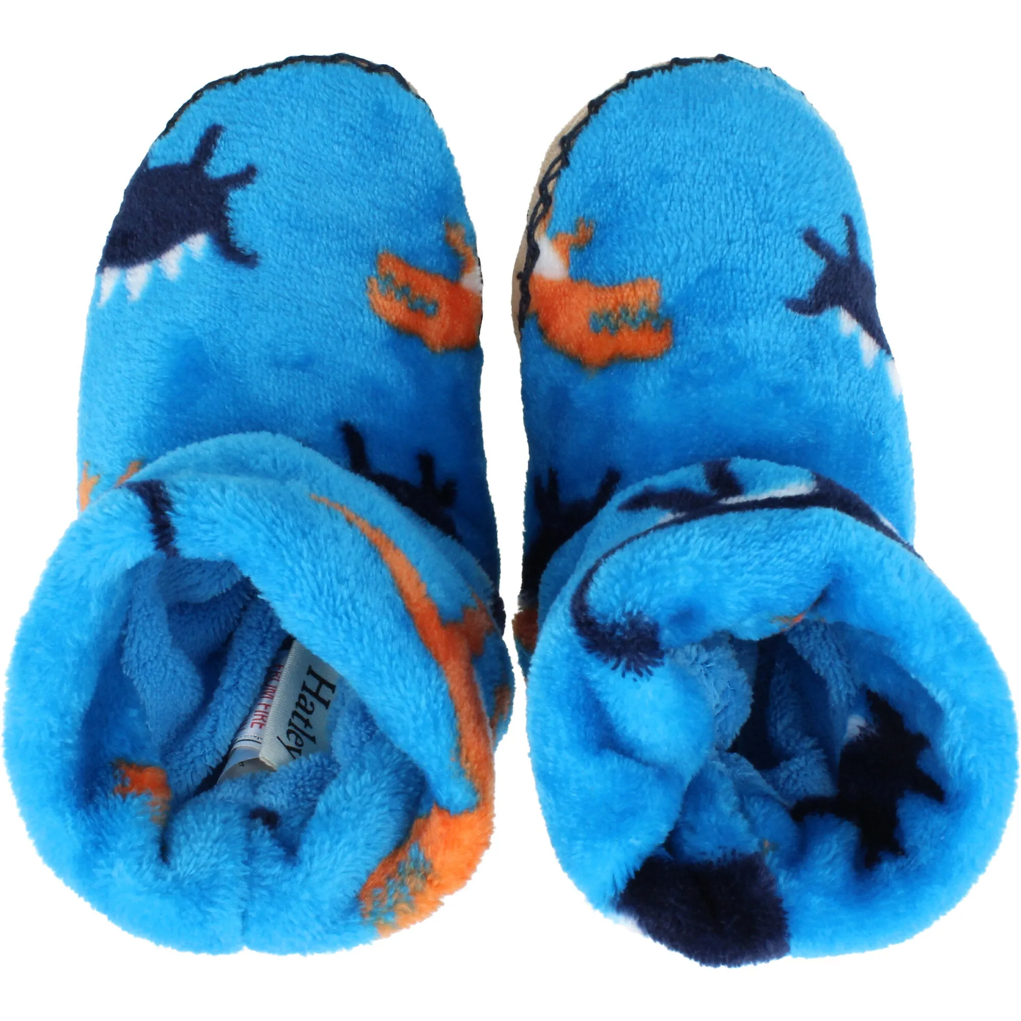 Hatley Wild Dinos Blue Danube Fleece Slippers