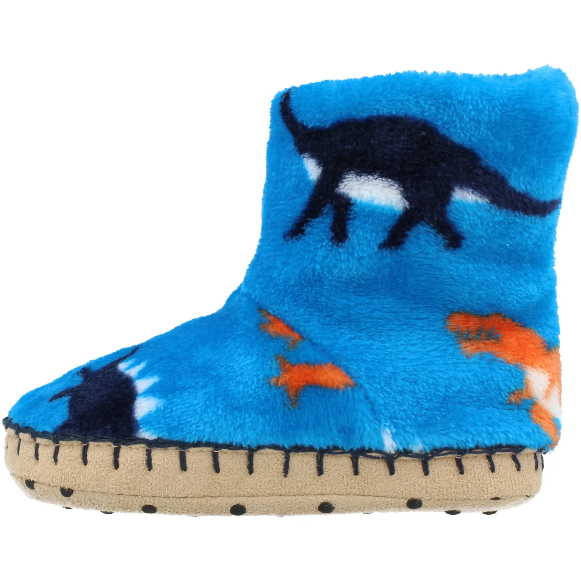 Hatley Wild Dinos Blue Danube Fleece Slippers