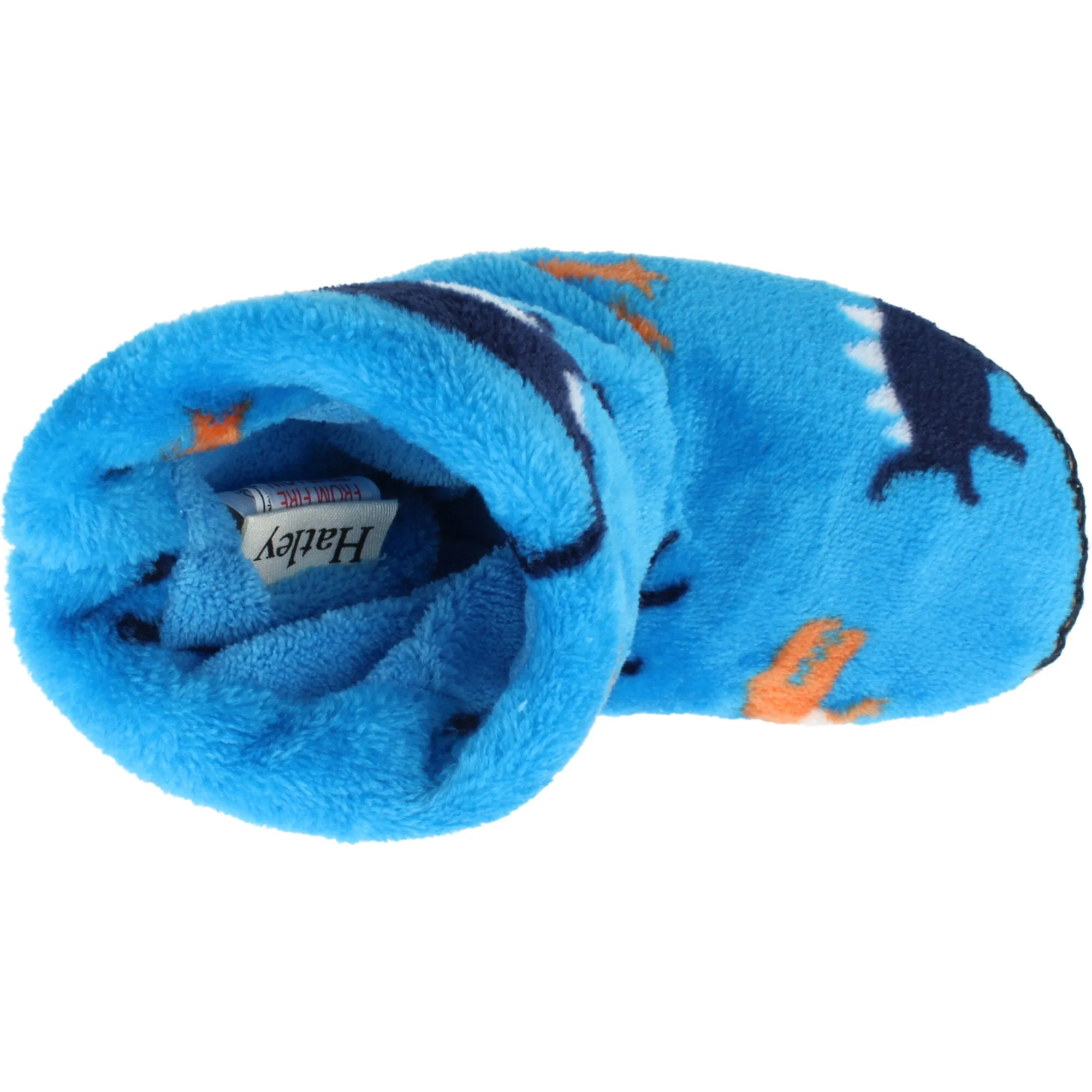 Hatley Wild Dinos Blue Danube Fleece Slippers