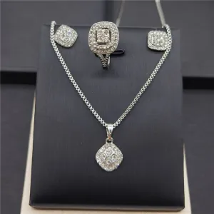 Heart Arrow Engagement Jewelry Set Ring Earrings Necklace Wedding