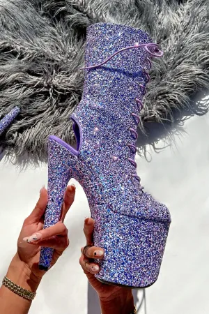 Hella Heels The Glitterati XTRA OHOT 8inch Boots - Confetti