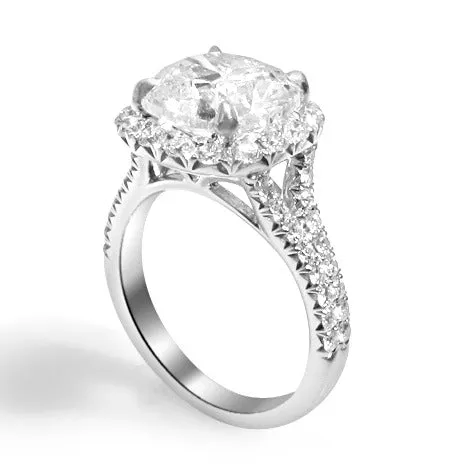 Henri Daussi Platinum Certified Diamond Engagement Ring With Cushion 4.97ct tw