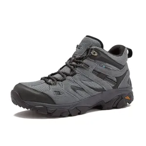 HI-TEC Ravus WP Mid Waterproof Hiking Boots for Men, Lightweight Breathable Outdoor Trekking Shoes - Dark Grey, 8 Medium