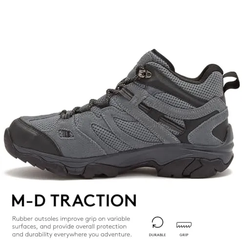 HI-TEC Ravus WP Mid Waterproof Hiking Boots for Men, Lightweight Breathable Outdoor Trekking Shoes - Dark Grey, 8 Medium