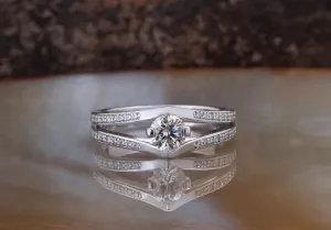 Hidden Halo Engagement Ring-Diamond Engagement Ring -Dainty Promise Ring-Art deco ring-Knot ring-Promise ring-Round halo-Celtic diamond ring