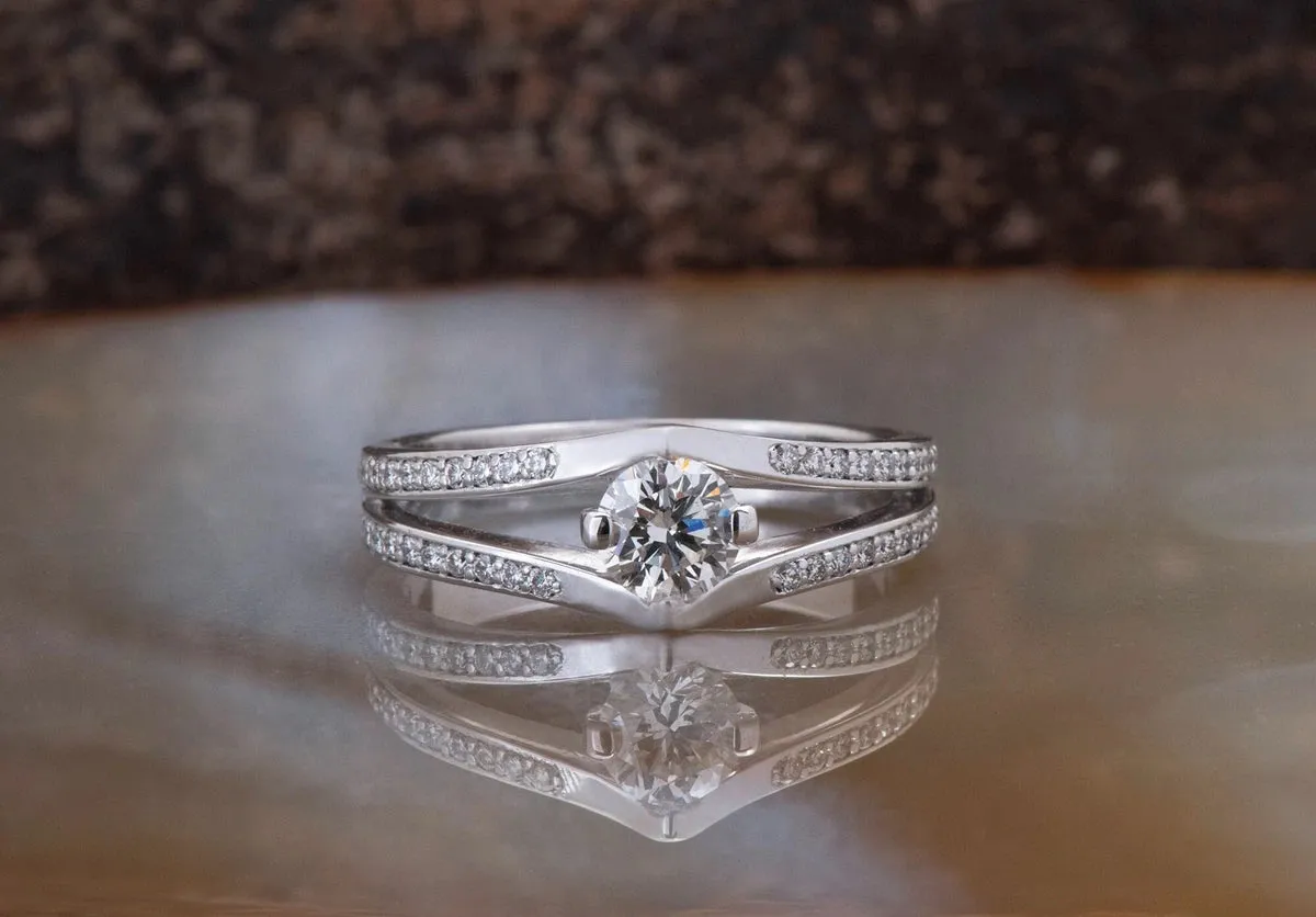 Hidden Halo Engagement Ring-Diamond Engagement Ring -Dainty Promise Ring-Art deco ring-Knot ring-Promise ring-Round halo-Celtic diamond ring