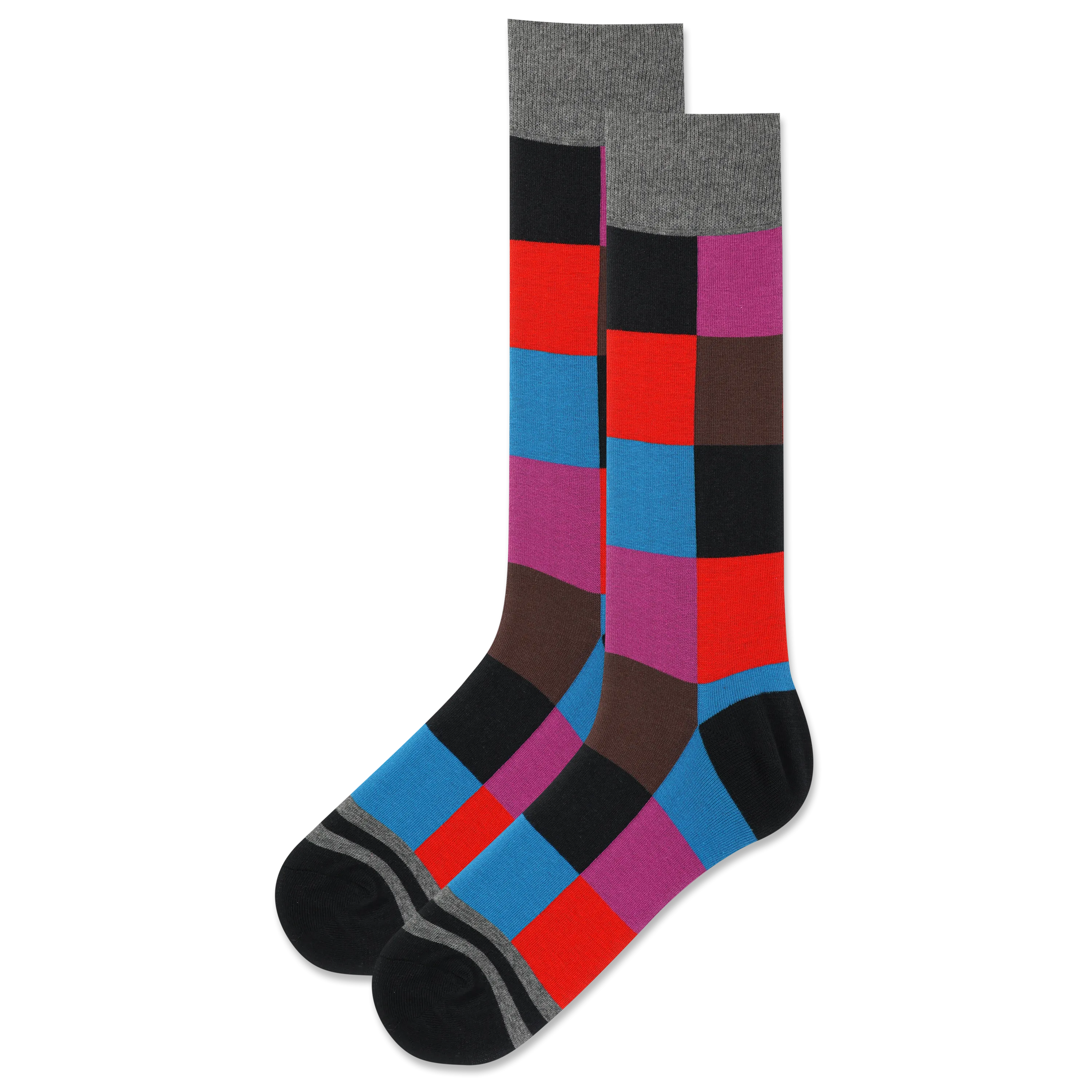HOTSOX Men's Geometric Box Grid Crew Sock