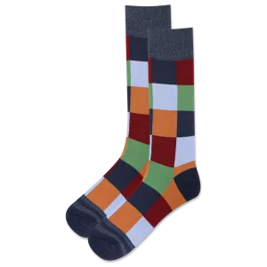 HOTSOX Men's Geometric Box Grid Crew Sock