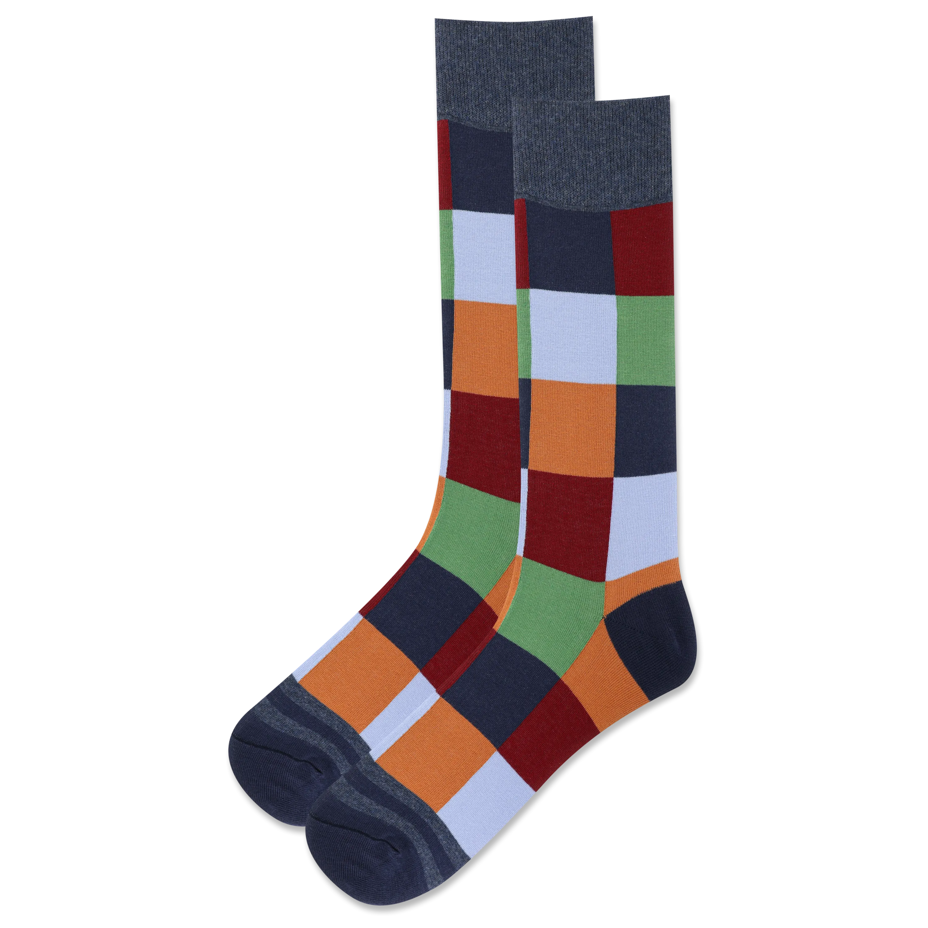 HOTSOX Men's Geometric Box Grid Crew Sock