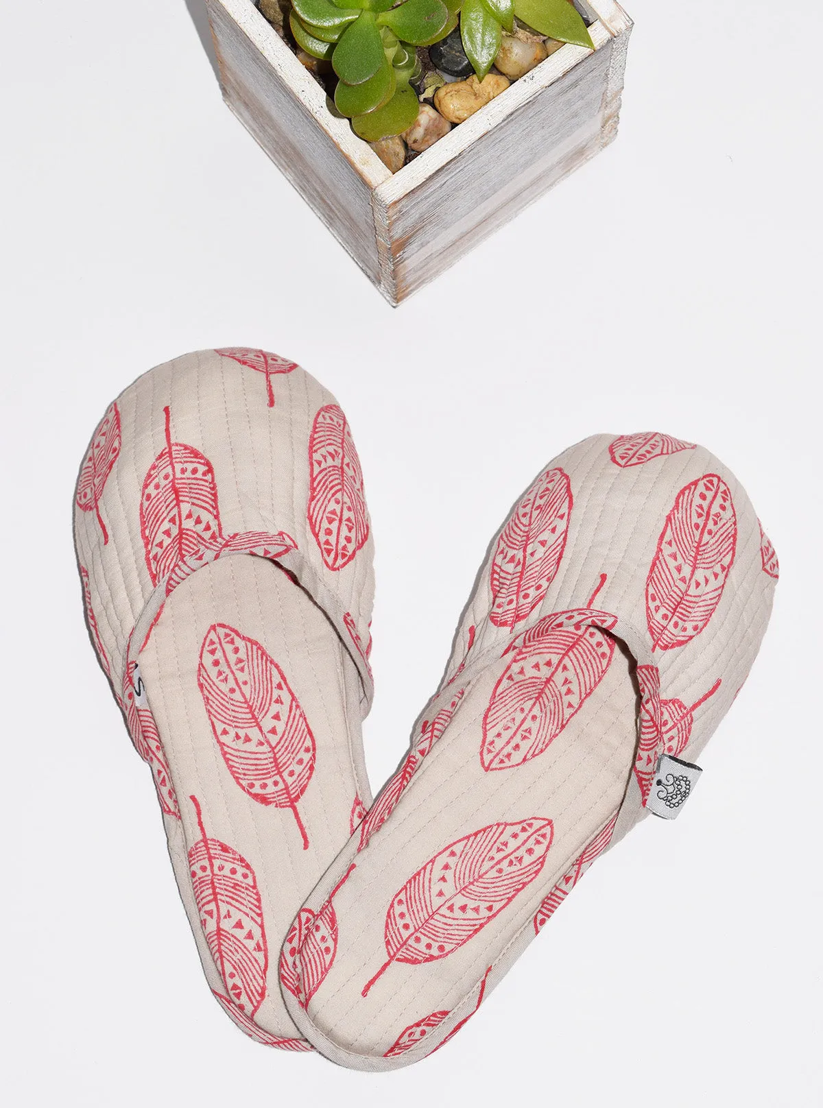House Slippers | Feathers Red