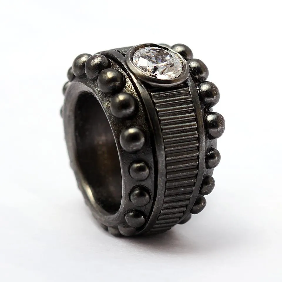 Ice jewelry- black bikers ring