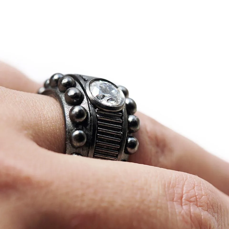 Ice jewelry- black bikers ring