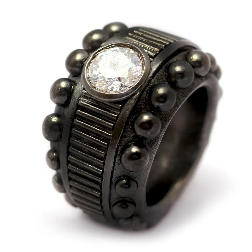 Ice jewelry- black bikers ring