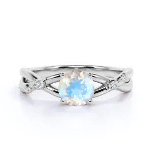 Infinity 1 carat Round Rainbow Moonstone Engagement Ring in Gold