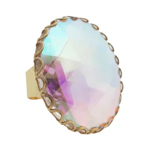 Iridescent glass cocktail ring
