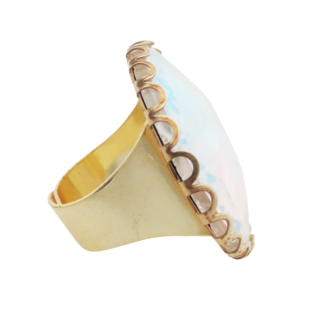 Iridescent glass cocktail ring