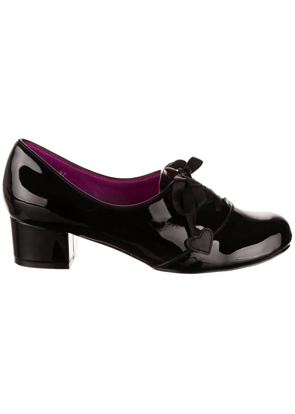 Irregular Choice Bed of Roses Dear Dolly Patent Pumps Black
