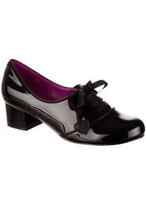 Irregular Choice Bed of Roses Dear Dolly Patent Pumps Black