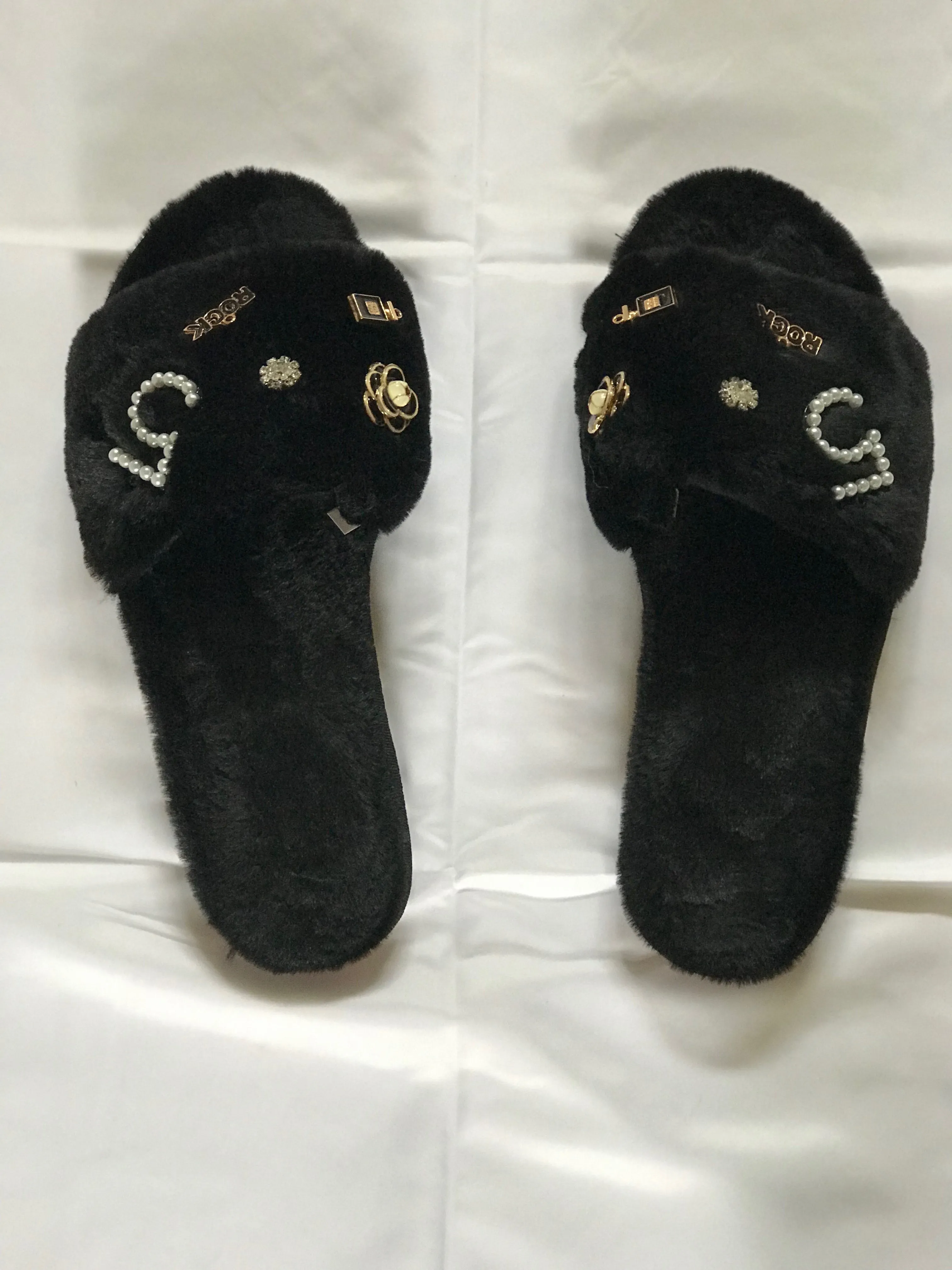 Jewel Fur Slides