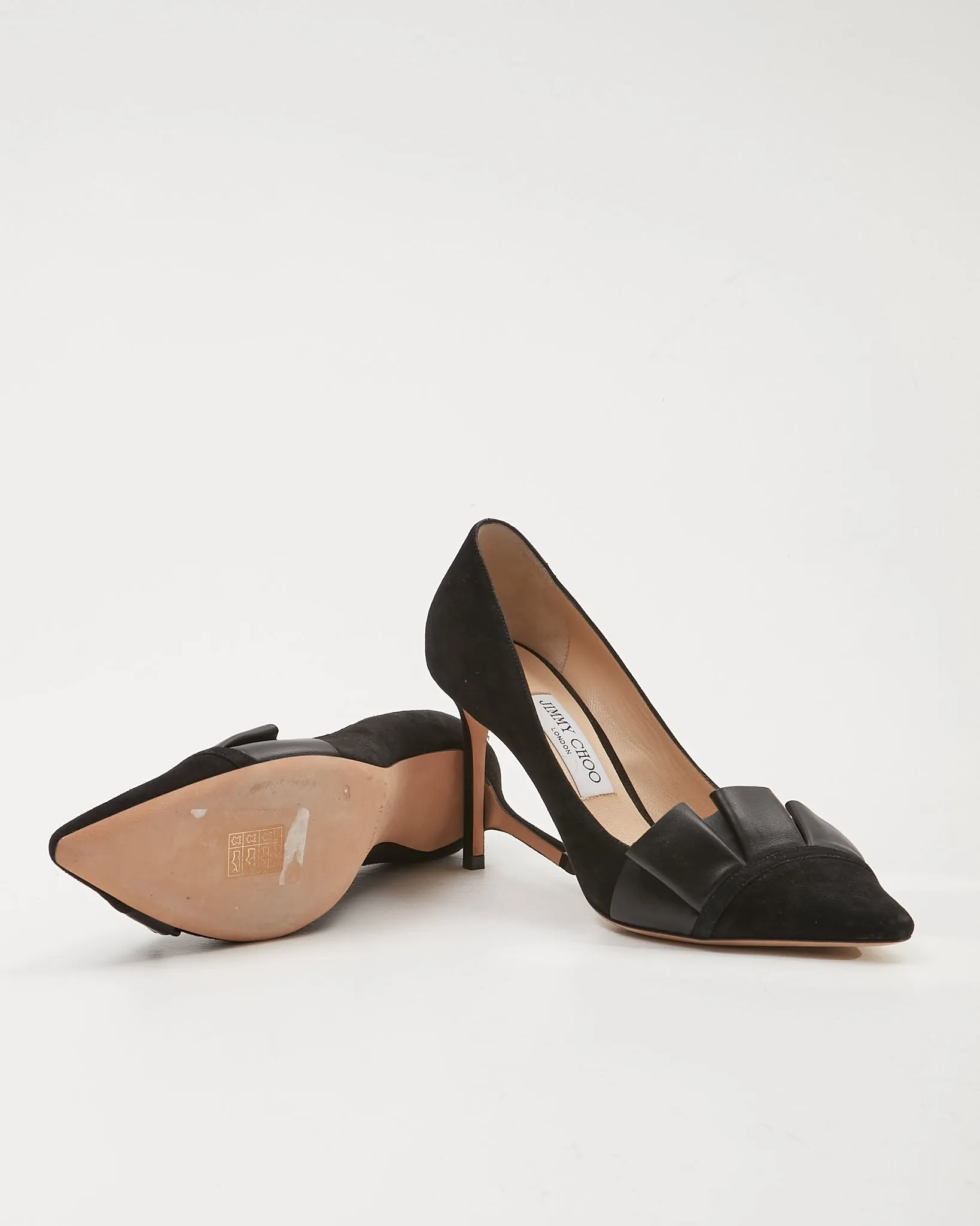 Jimmy Choo Black Suede Ruffle Point Toe Pump - 39