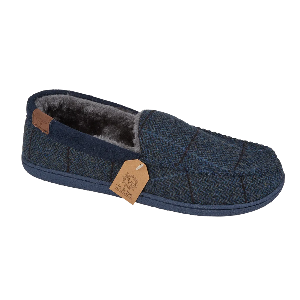 Jo & Joe Tweed Navy Full Slipper